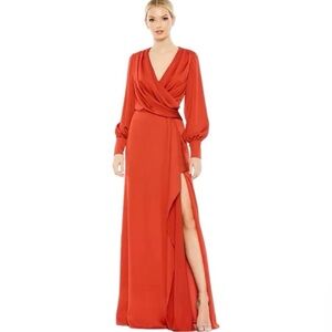 NWT IEENA for Mac Duggal Red/Orange Sheath Gown Size16 Retail $398